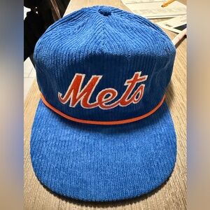 NEW - Vintage 90's Blue Corduroy New York Mets Snapback Hat Cap